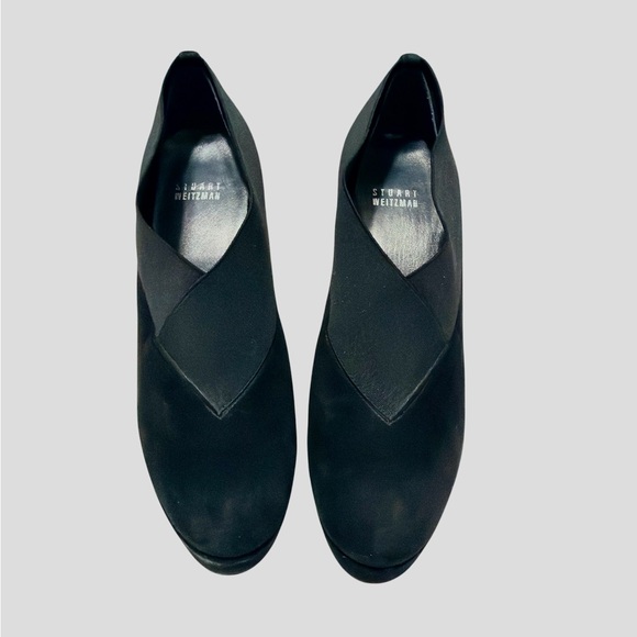Stuart Weitzman Black Suede & Stretch Fabric Platform Pumps Size 8 - Picture 4 of 11
